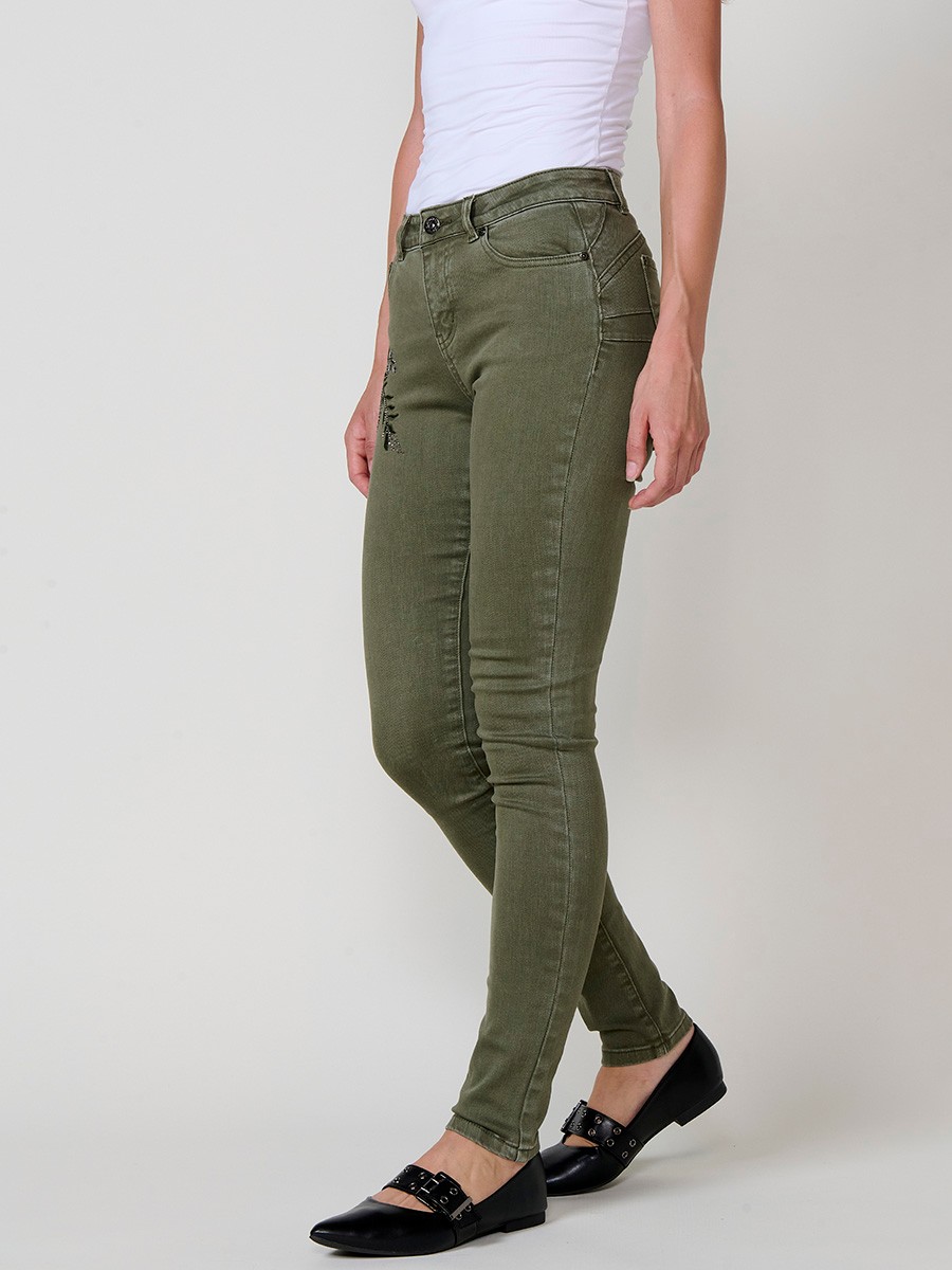 Texans Slim Push-Up de Dona – Tiro Mitjà amb Brodat Brillant