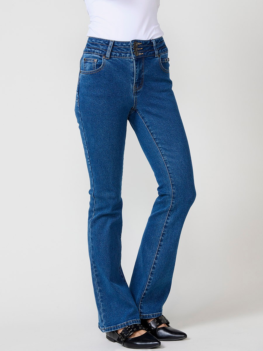 Pantalón jeans azul medio mujer boot cut push up elástico 9