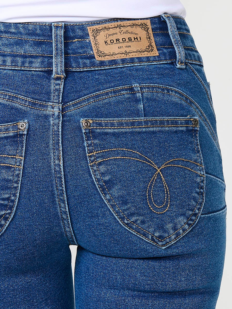Pantalón jeans azul medio mujer boot cut push up elástico 10