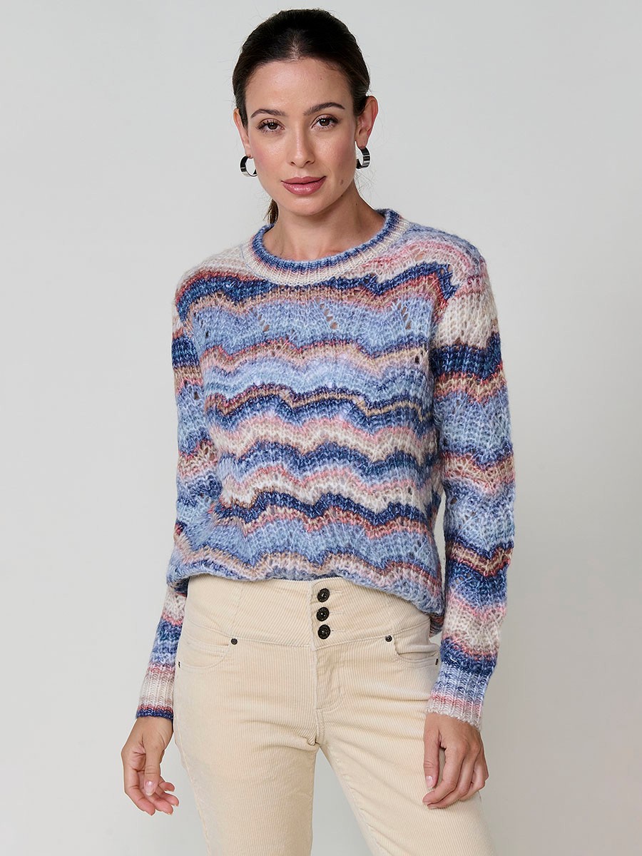 Jersey multicolor mujer de punto con logo metálico Koröshi 3