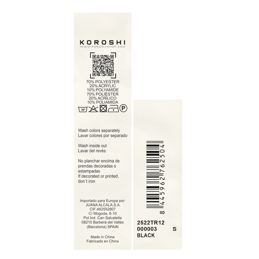 Women’s knit sweater with long sleeves, round neckline, floral embroidery on front and sleeve, Koröshi metal logo plate at hem.