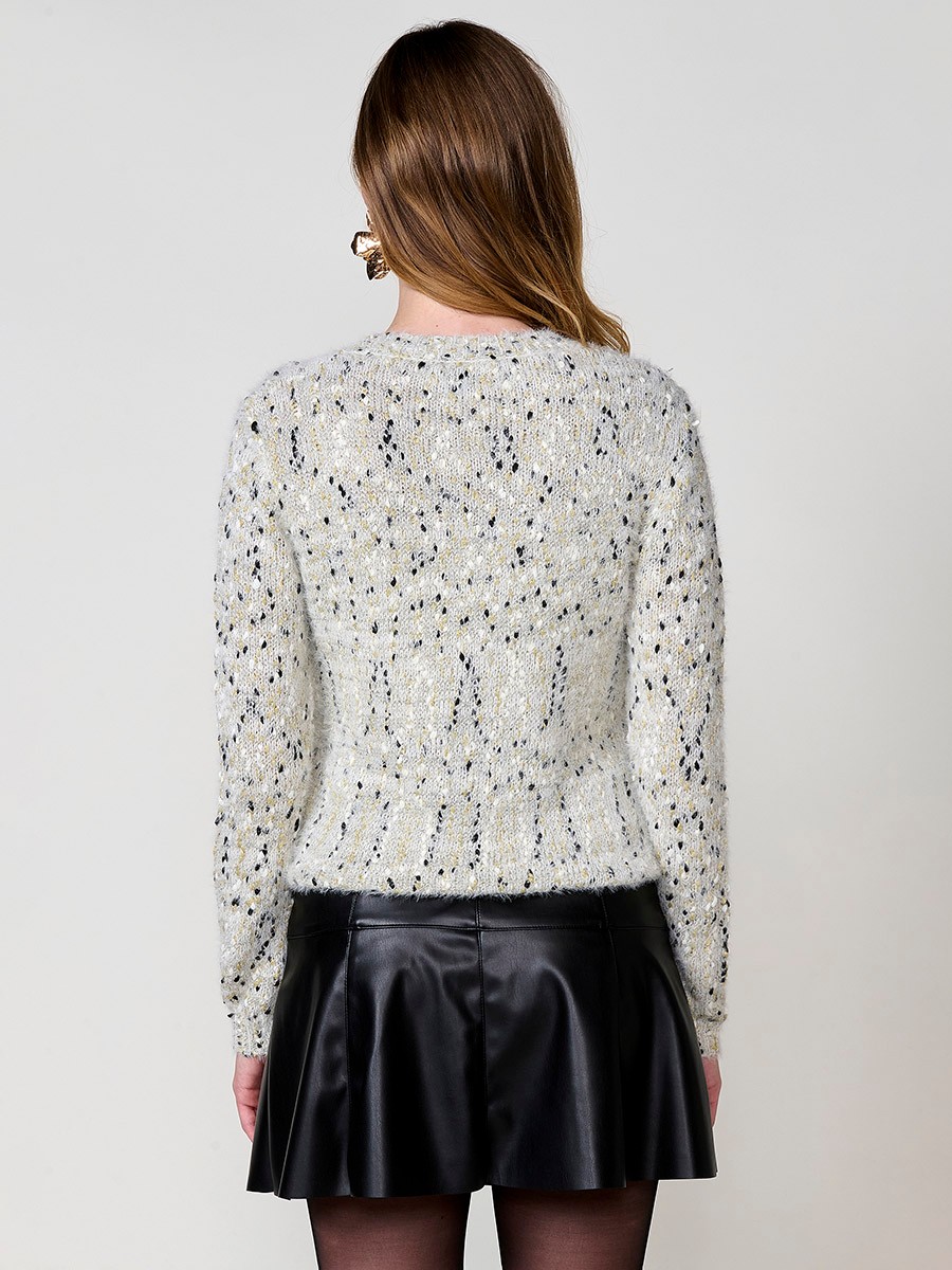 Jersey crudo mujer de punto con textura pelo y detalles metalizados 5