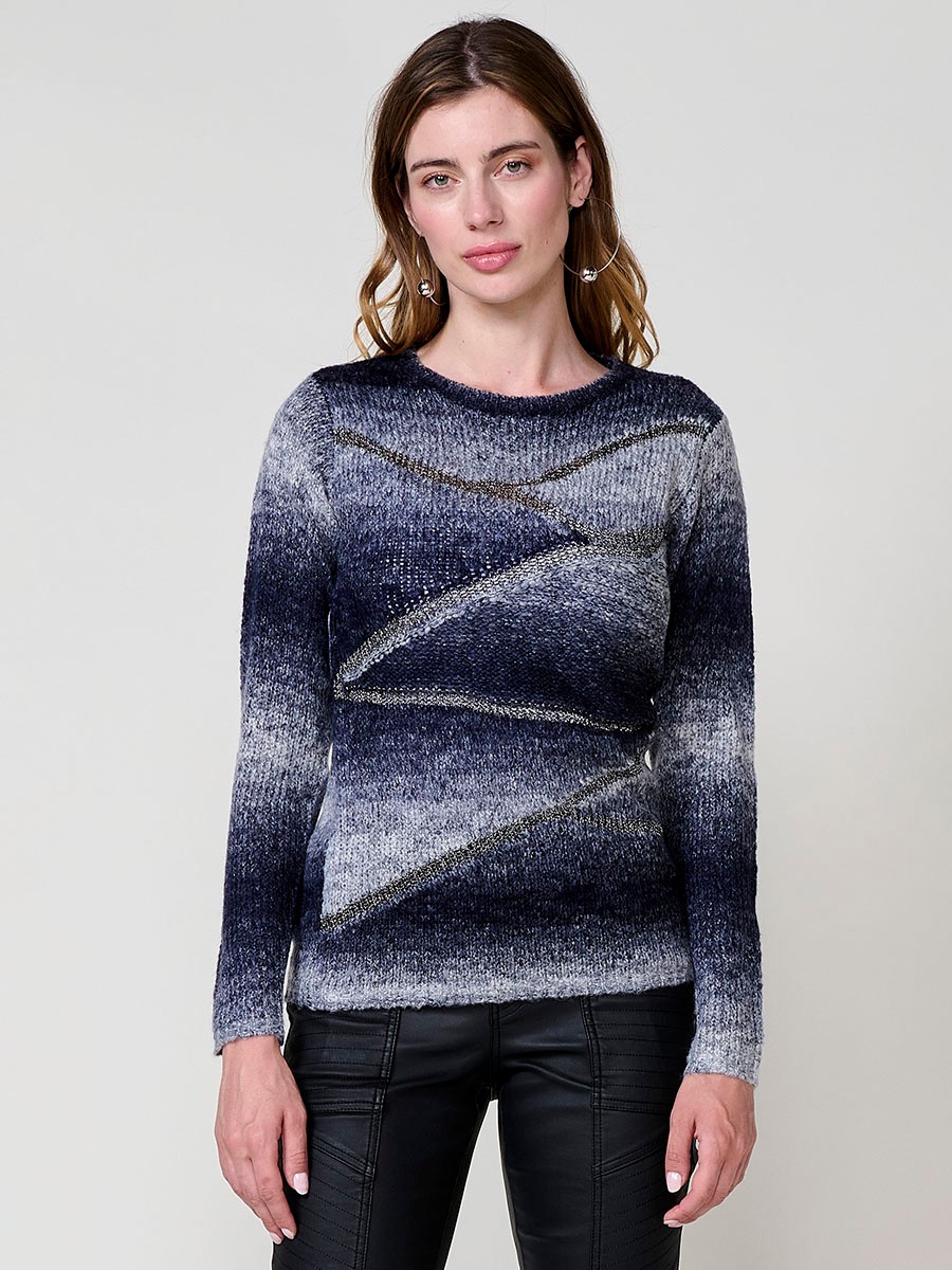 Jersey navy mujer de punto con lentejuelas e hilo metalizado