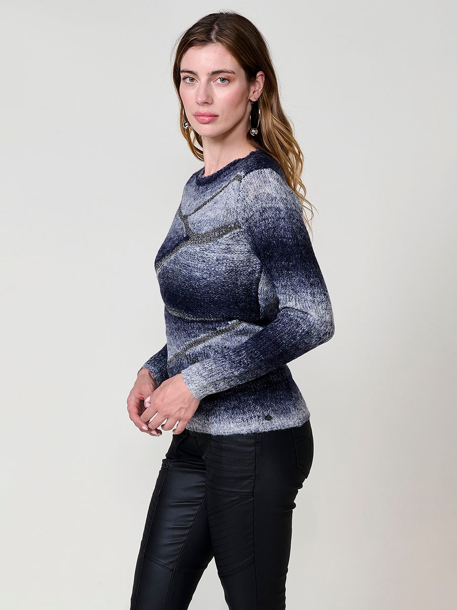 Jersey navy mujer de punto con lentejuelas e hilo metalizado 4