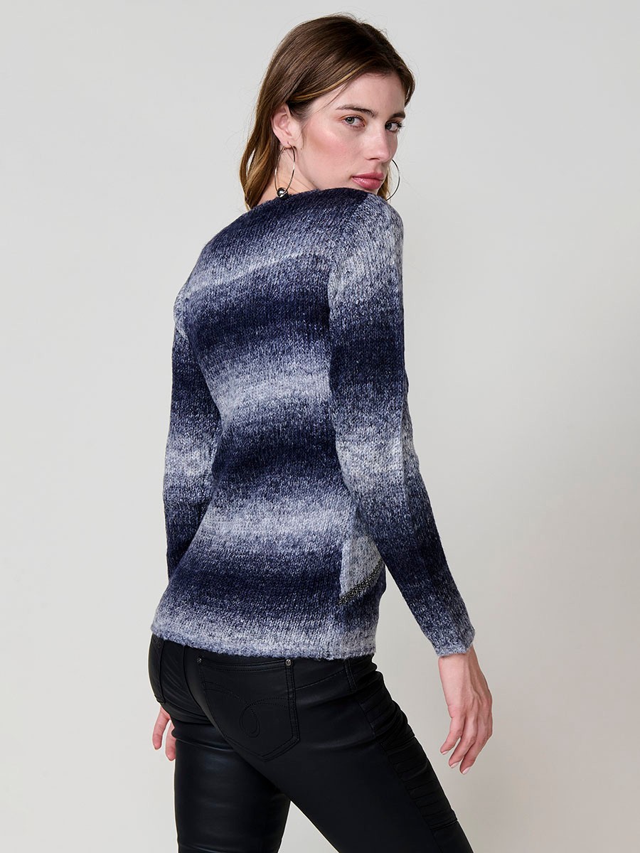 Jersey navy mujer de punto con lentejuelas e hilo metalizado 3
