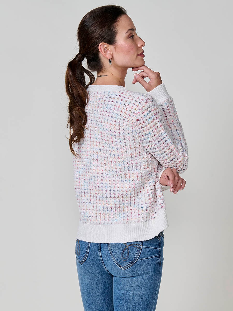 Jersey crudo mujer de punto con efecto corazones multicolor 7
