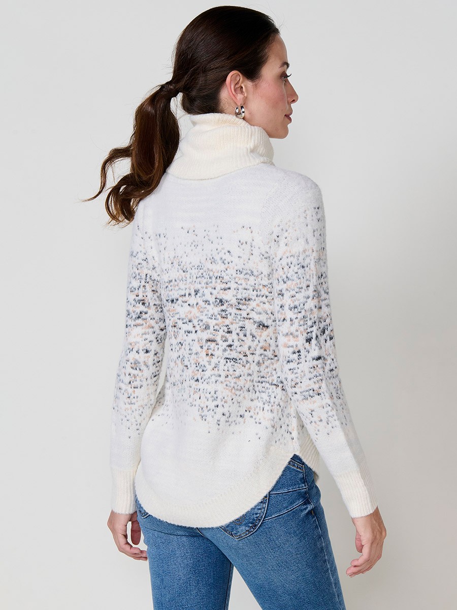Jersey crudo mujer de punto suave con jacquard y cuello alto 6