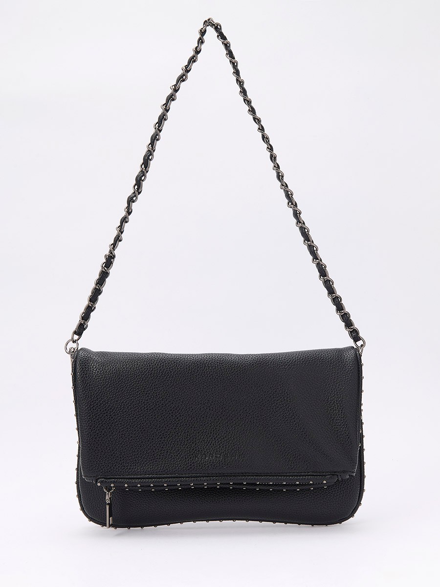 Slim crossbody bag for women in faux leather, top zipper closure and inner pocket.