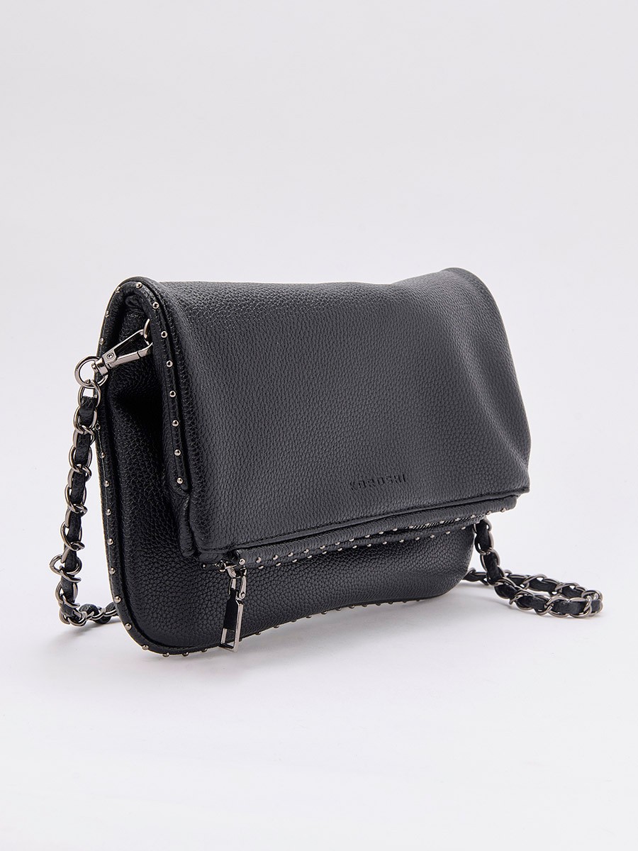 Slim crossbody bag for women in faux leather, top zipper closure and inner pocket.