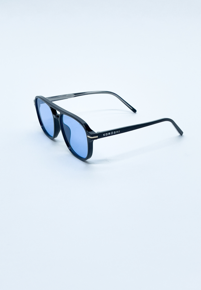 Gafas de sol unisex negras con lentes azules
