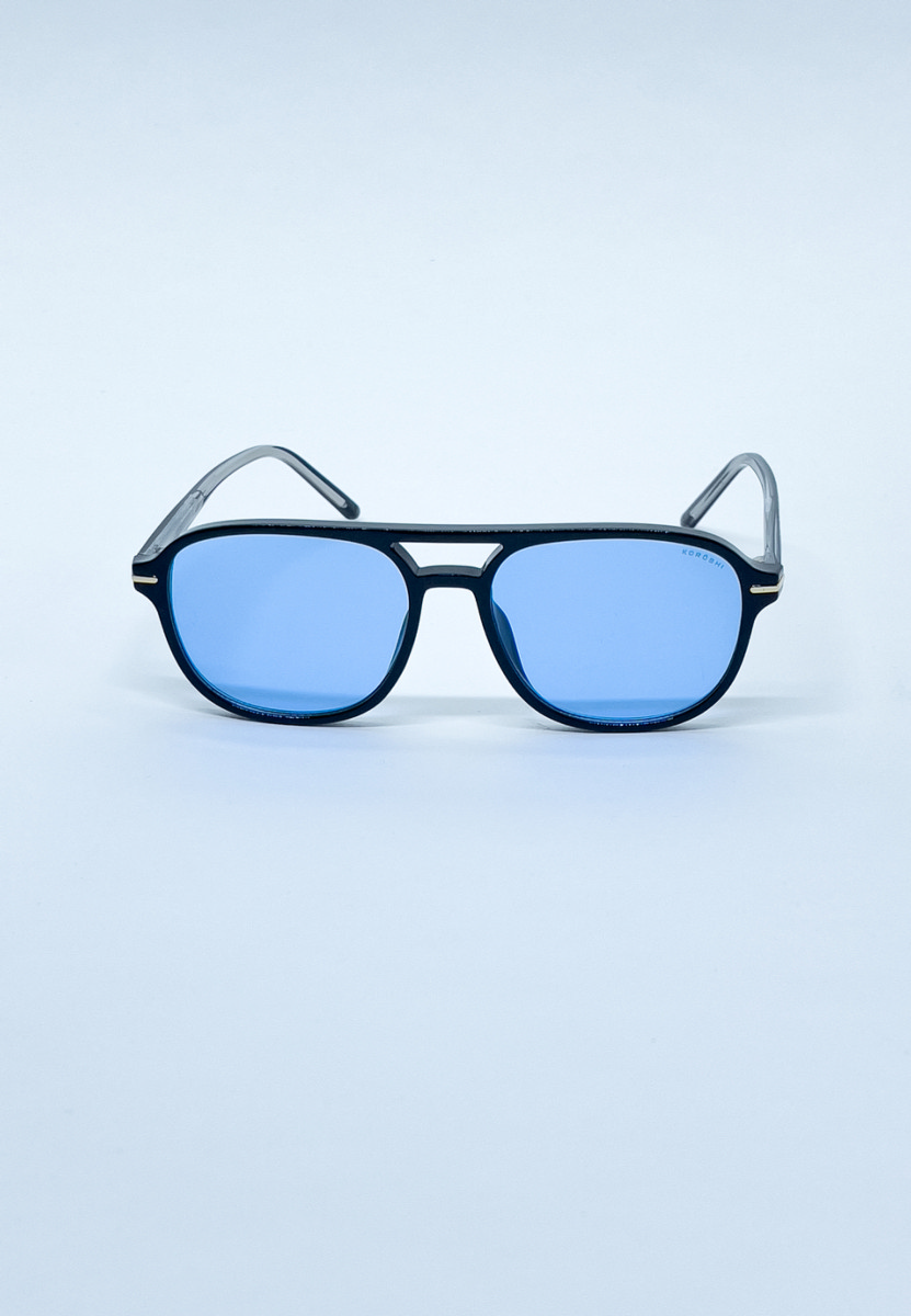 Gafas de sol unisex negras con lentes azules