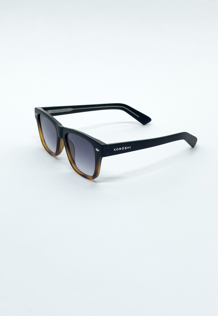 Gafas de sol unisex negras mate bicolor con lentes negras degradadas 1
