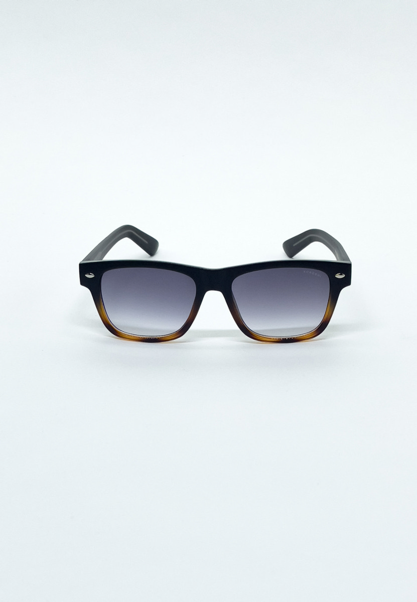 Gafas de sol unisex negras mate bicolor con lentes negras degradadas 2