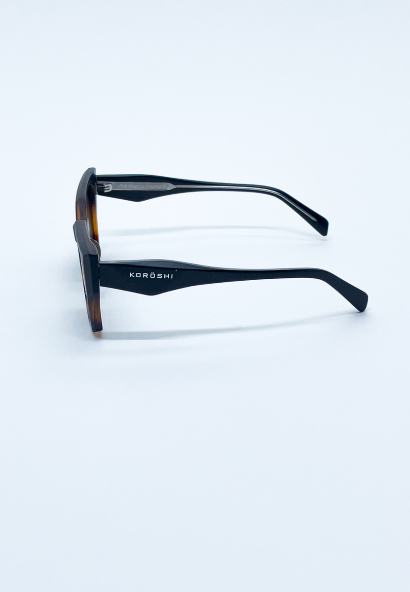 Gafas de sol unisex efecto carey marrón con lentes negras degradadas 3
