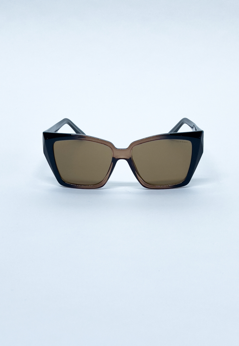 Gafas de sol unisex bicolor marrón degradado con lentes marrones 3