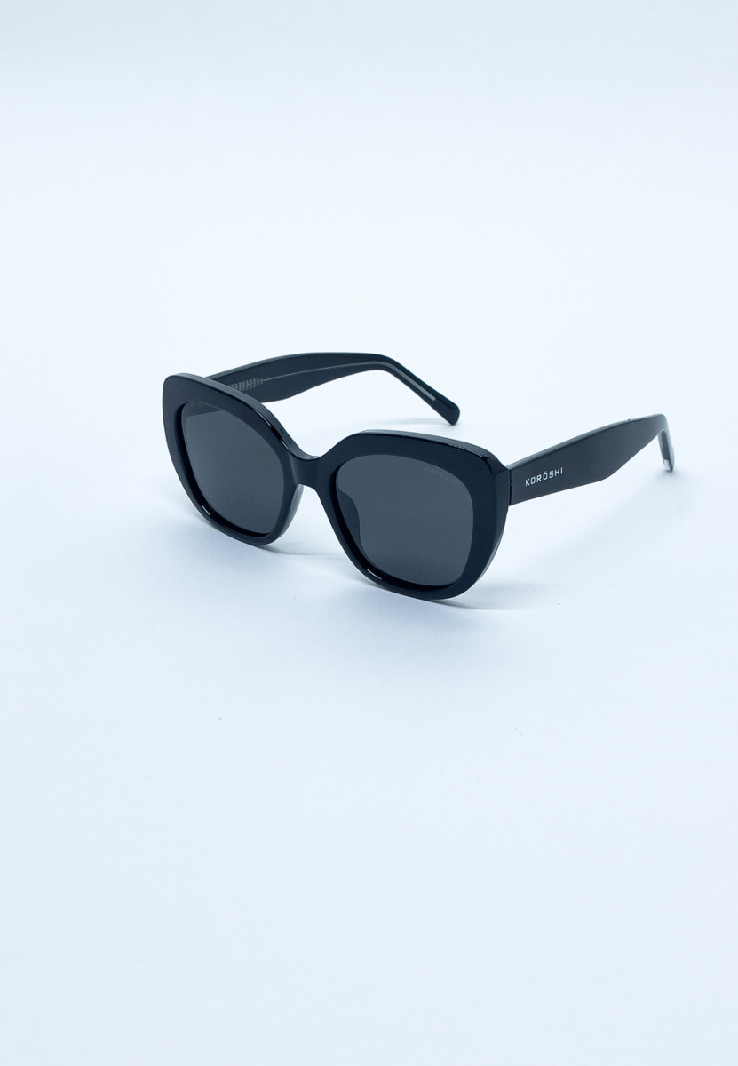 Gafas de sol de mujer tipo cat eye negras brillantes con lentes polarizadas 2