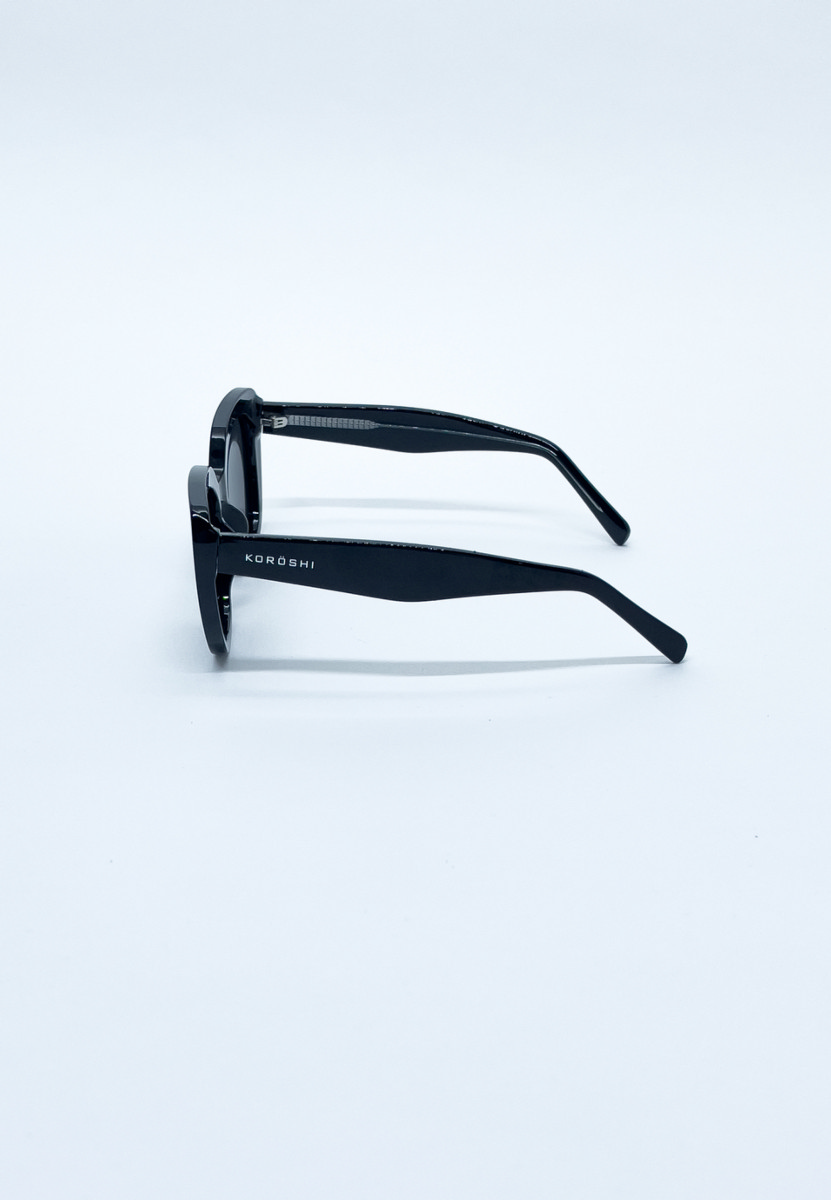 Gafas de sol de mujer tipo cat eye negras brillantes con lentes polarizadas 1