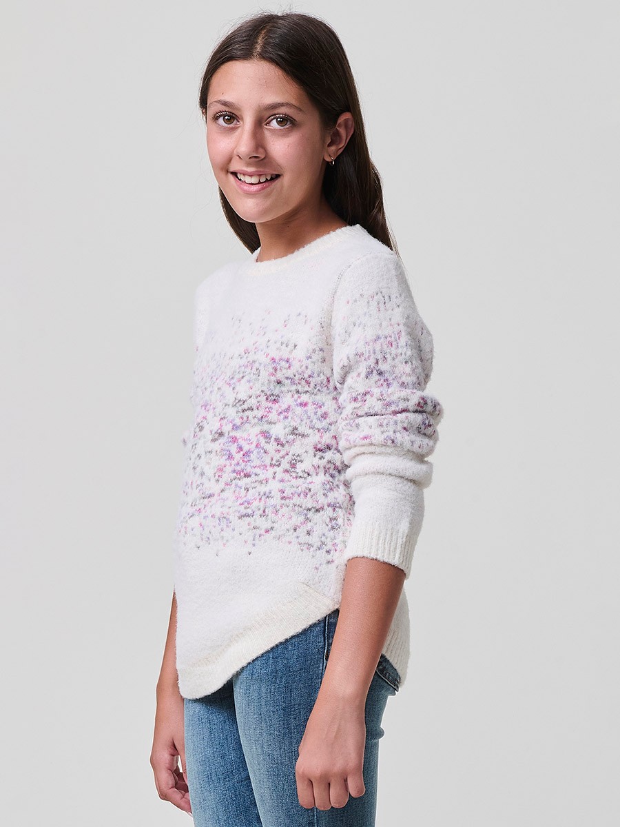 Pull Fille Écru Jacquard