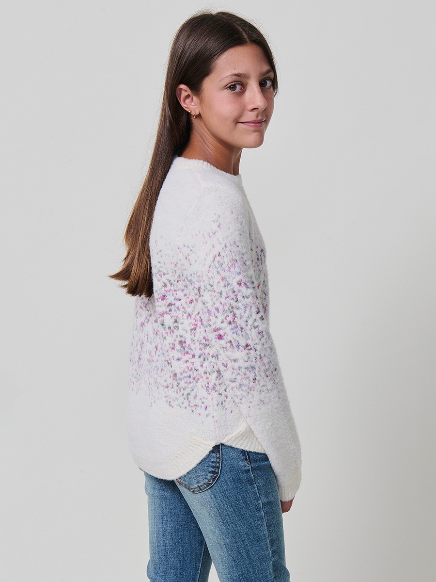 Pull Fille Écru Jacquard