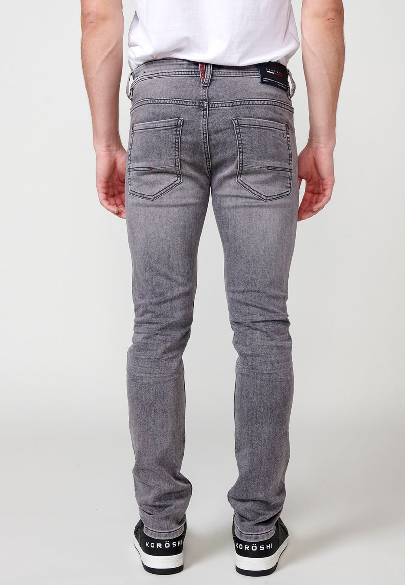Jeans de hombre slim fit gris efecto lavado en knit denim