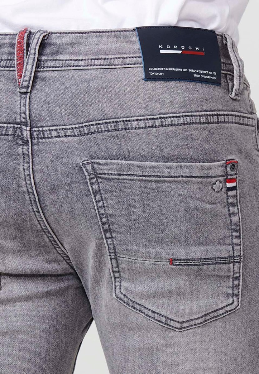 Jeans de hombre slim fit gris efecto lavado en knit denim
