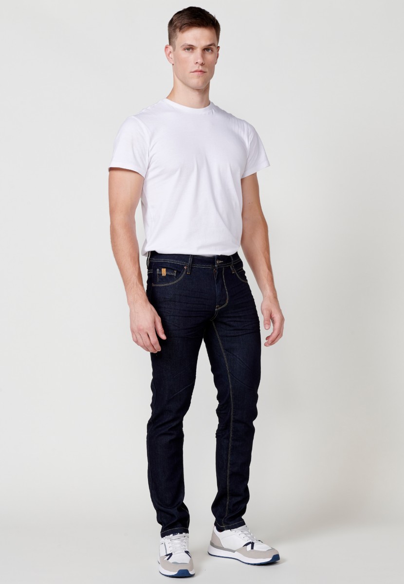 Jeans de hombre regular fit azul efecto lavado suave