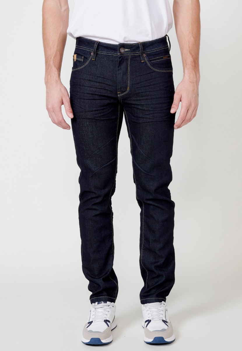 Jeans de hombre regular fit azul efecto lavado suave