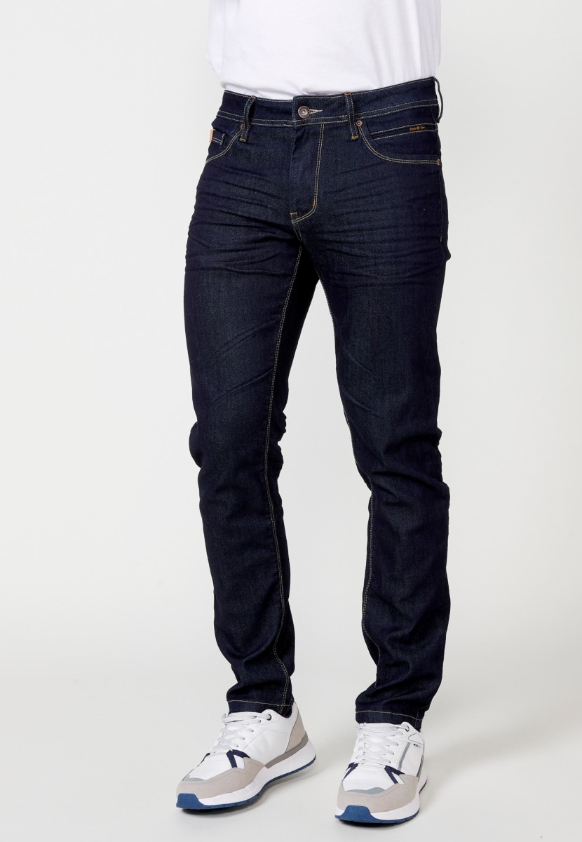 Jeans de hombre regular fit azul efecto lavado suave