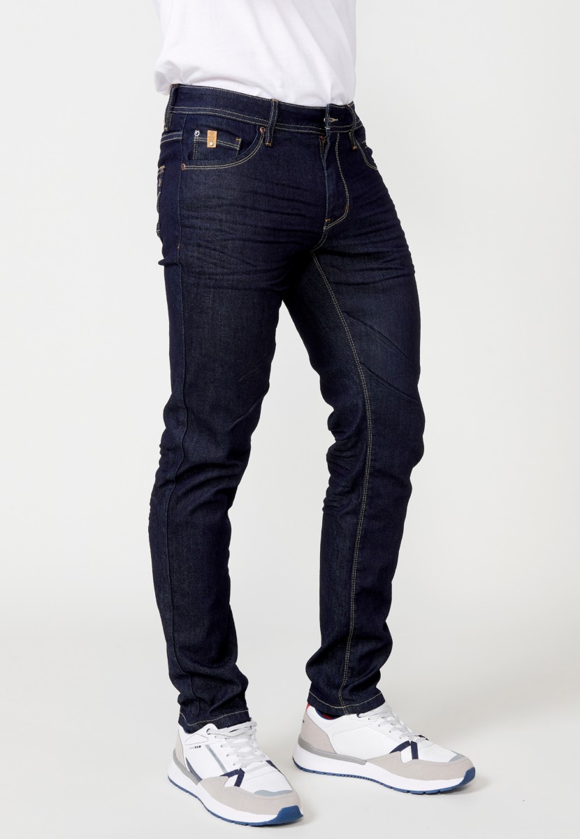 Jeans de hombre regular fit azul efecto lavado suave