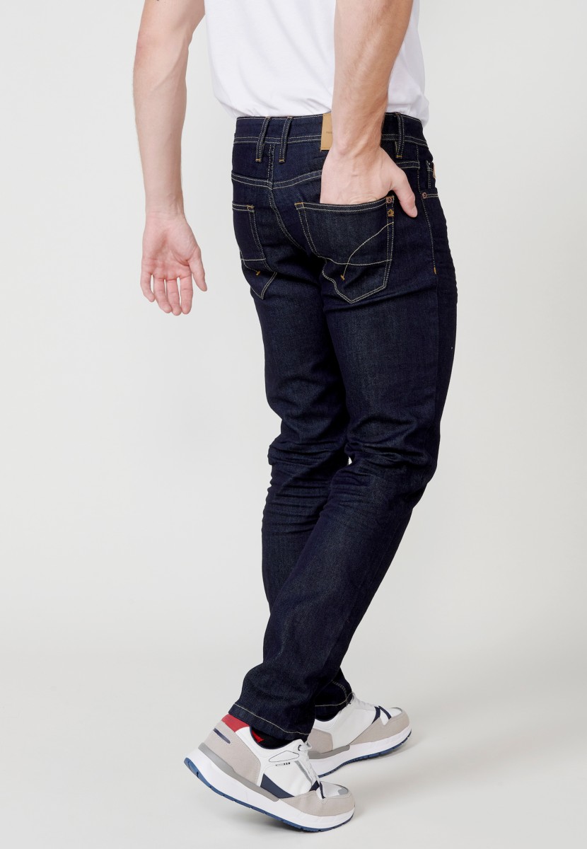 Jeans de hombre regular fit azul efecto lavado suave