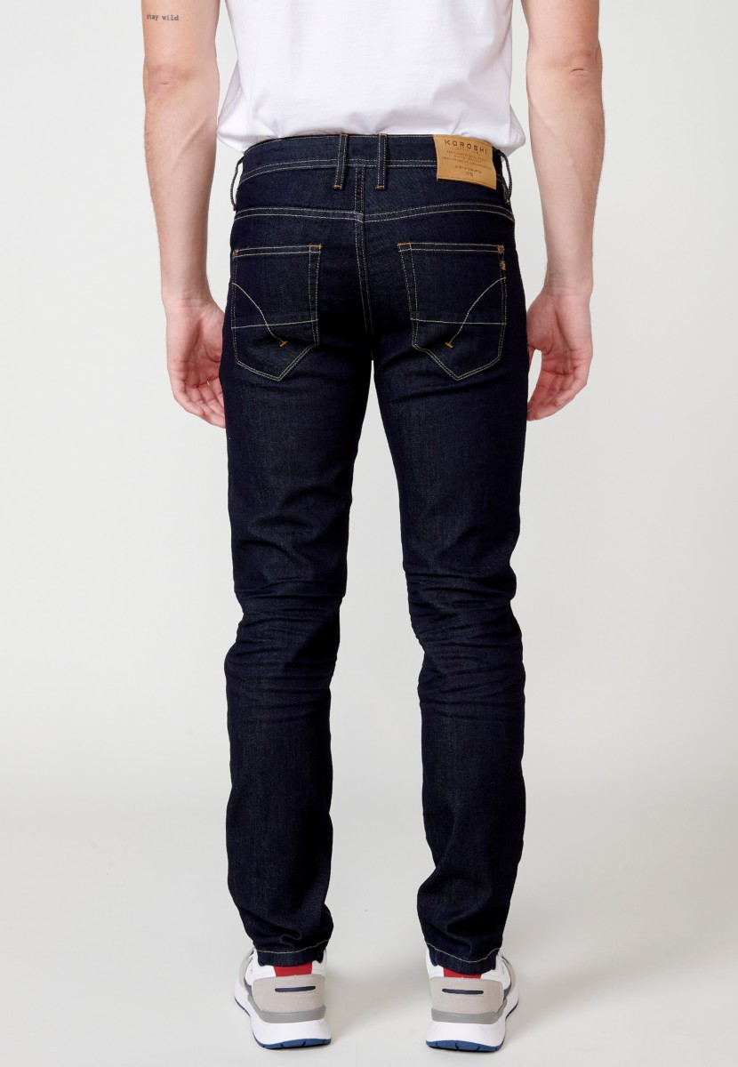 Jeans de hombre regular fit azul efecto lavado suave