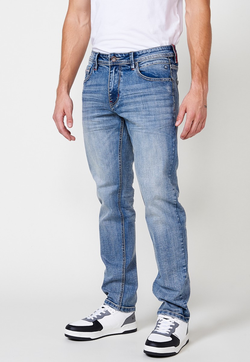 Jeans de hombre regular fit azul efecto lavado desgastado