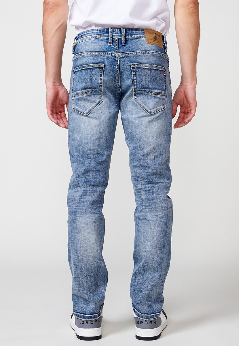 Jeans de hombre regular fit azul efecto lavado desgastado