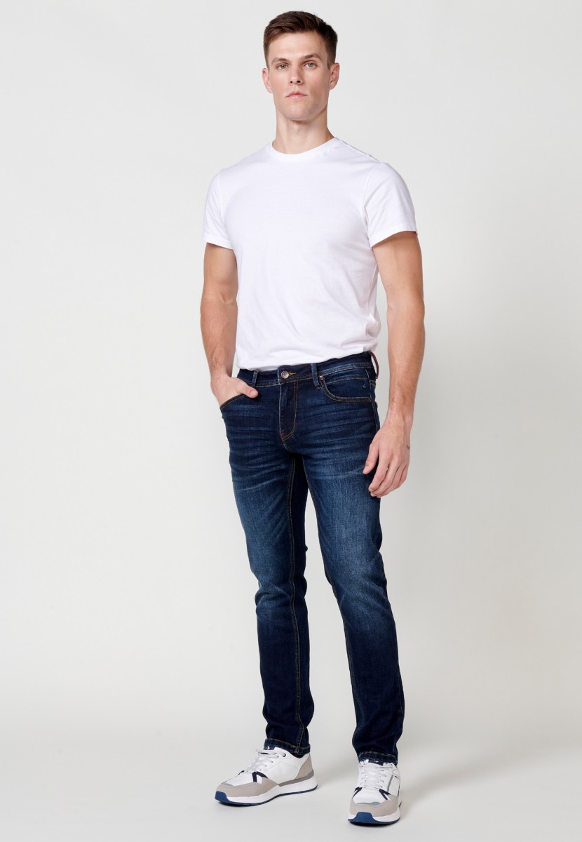 Jeans de hombre regular fit azul efecto lavado