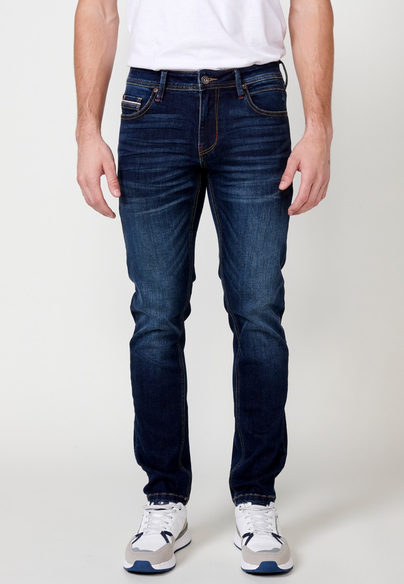 Jeans de hombre regular fit azul efecto lavado