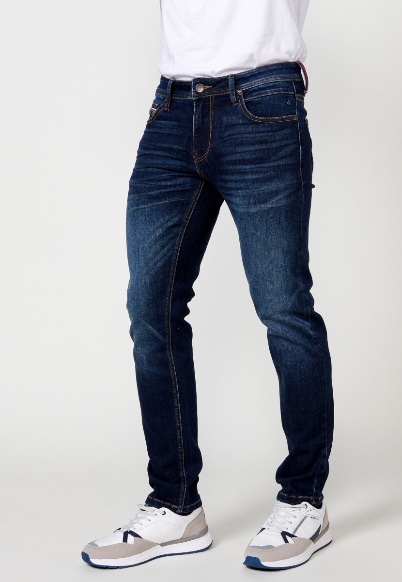 Jeans de hombre regular fit azul efecto lavado