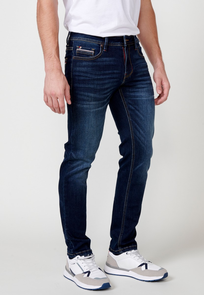 Jeans de hombre regular fit azul efecto lavado