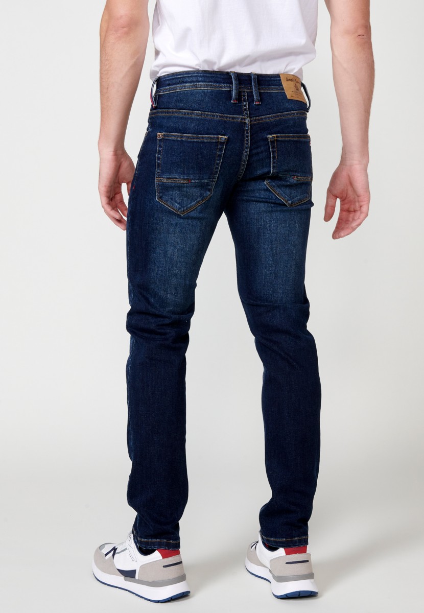 Jeans de hombre regular fit azul efecto lavado