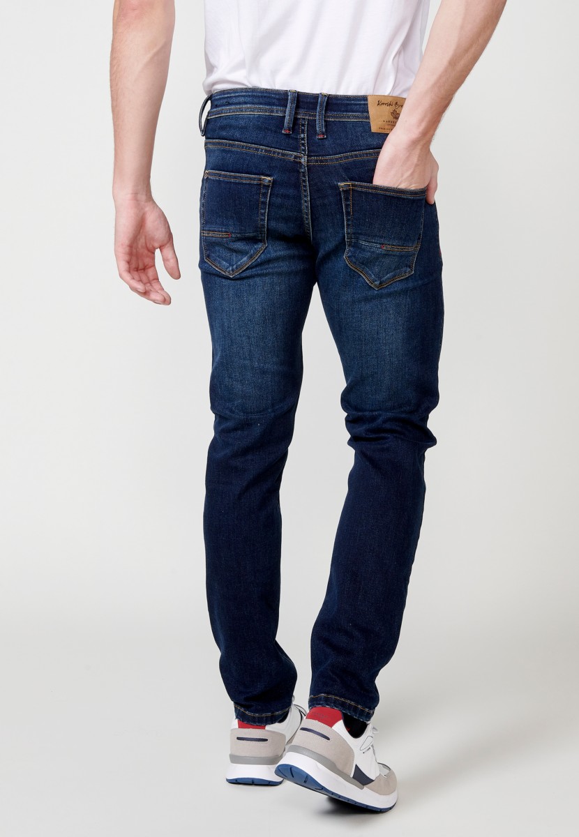 Jeans de hombre regular fit azul efecto lavado
