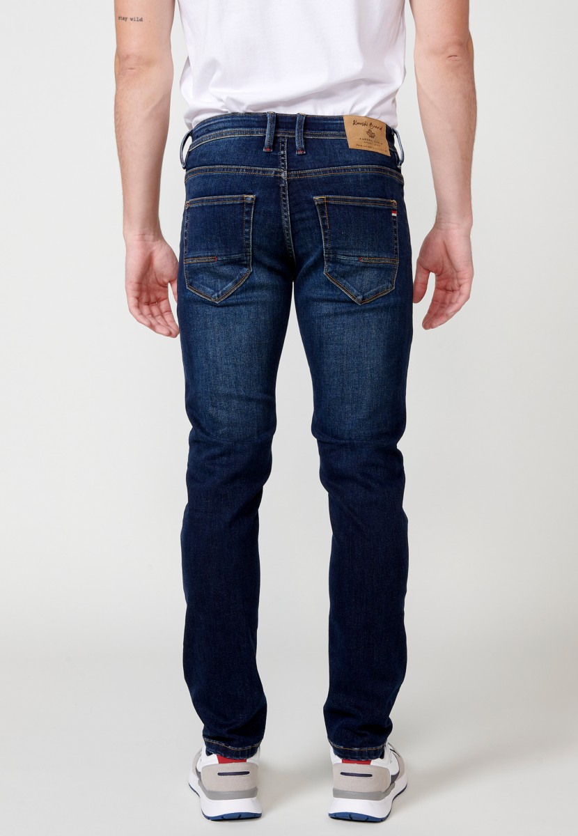 Jeans de hombre regular fit azul efecto lavado
