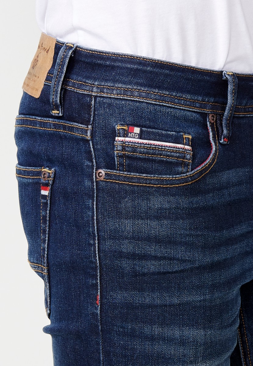 Jeans de hombre regular fit azul efecto lavado