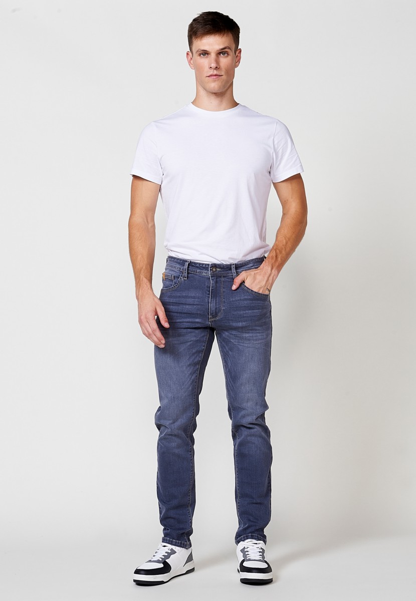 Jeans de hombre regular fit azul efecto lavado