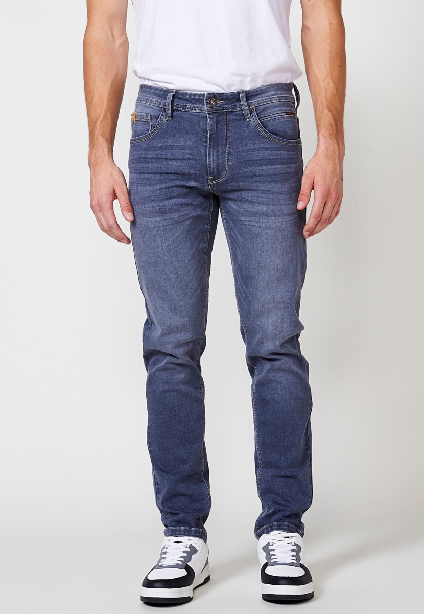 Jeans de hombre regular fit azul efecto lavado