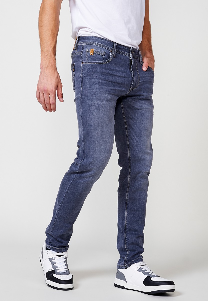 Jeans de hombre regular fit azul efecto lavado