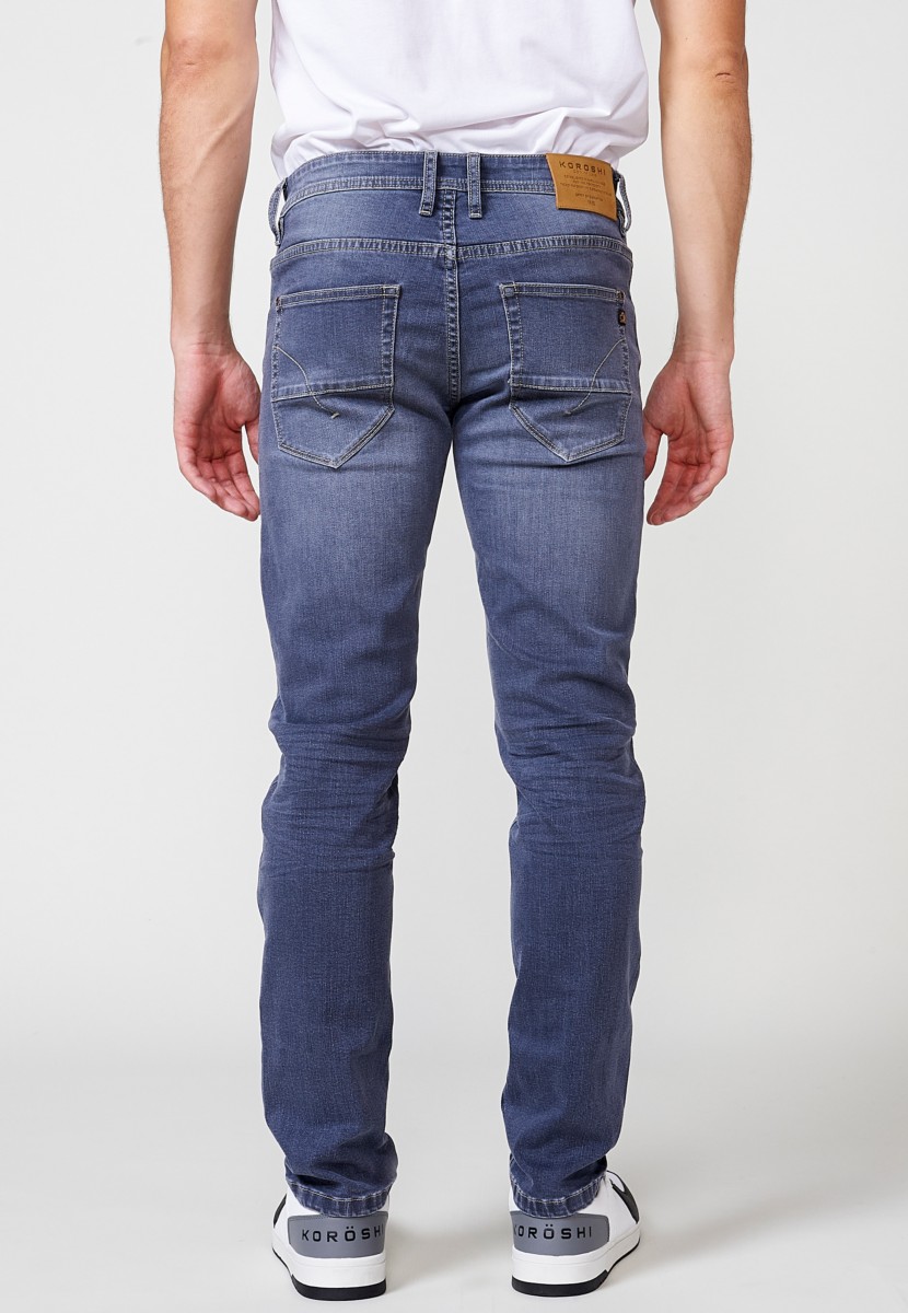 Jeans de hombre regular fit azul efecto lavado