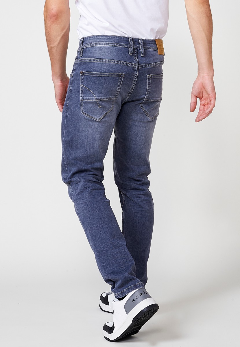 Jeans de hombre regular fit azul efecto lavado
