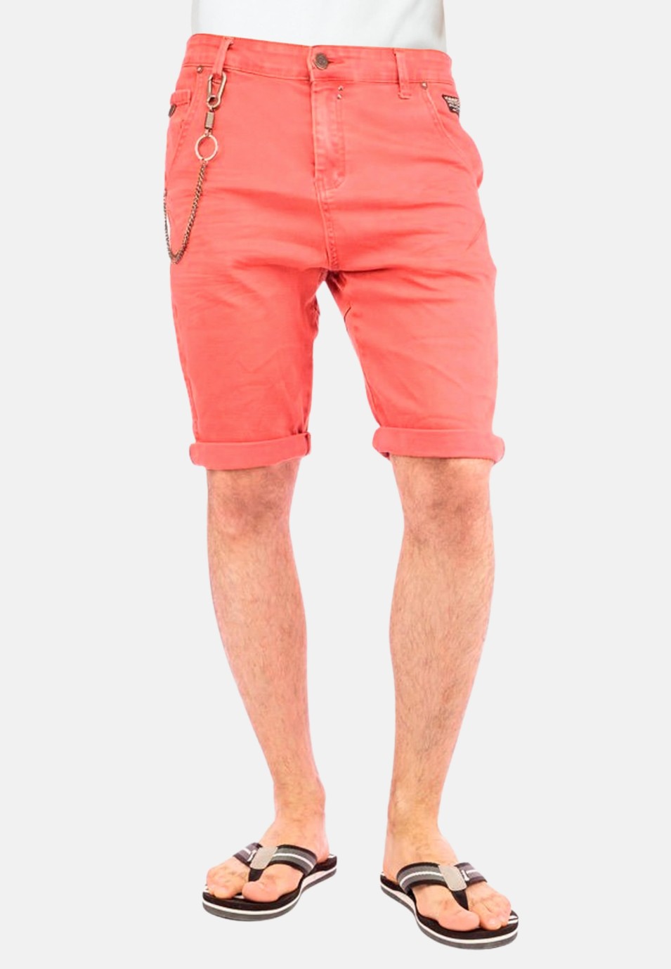 Pantalón corto bermuda de algodón color naranja para hombre | Ropa Casual