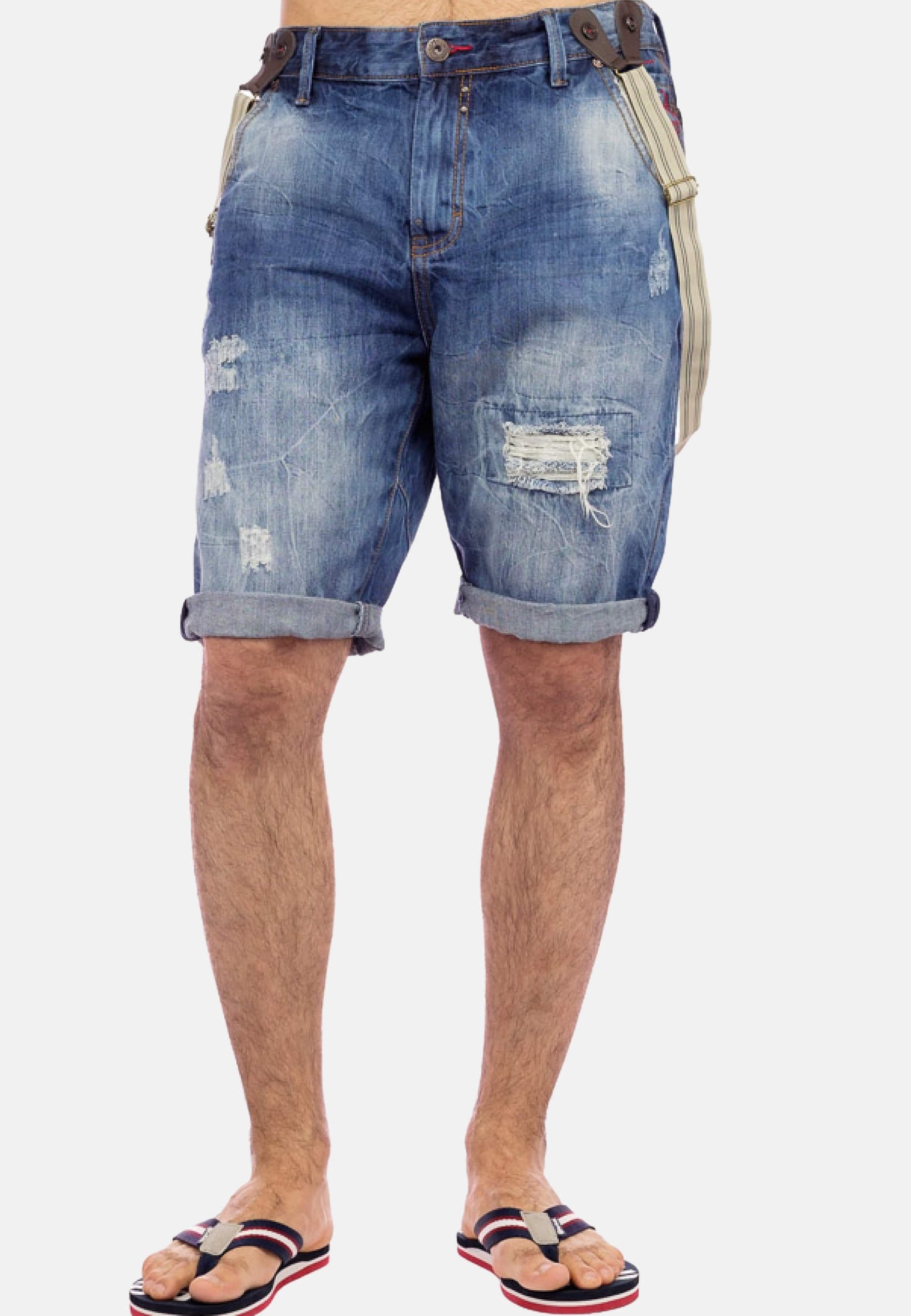 Pantalón corto denim efecto desgastado color azul para hombre | Ropa Casual