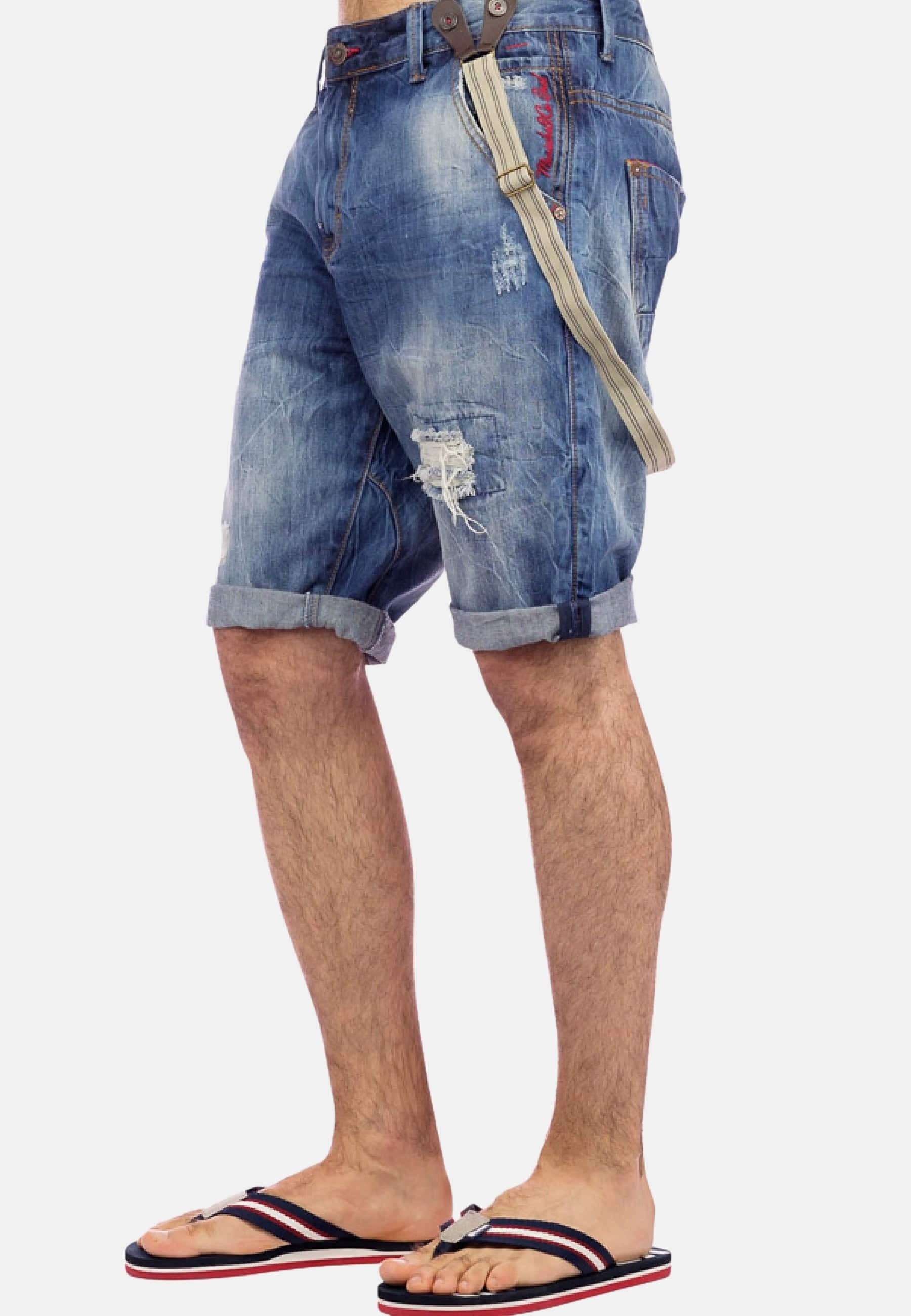 Pantalón corto denim efecto desgastado color azul para hombre | Ropa Casual 2