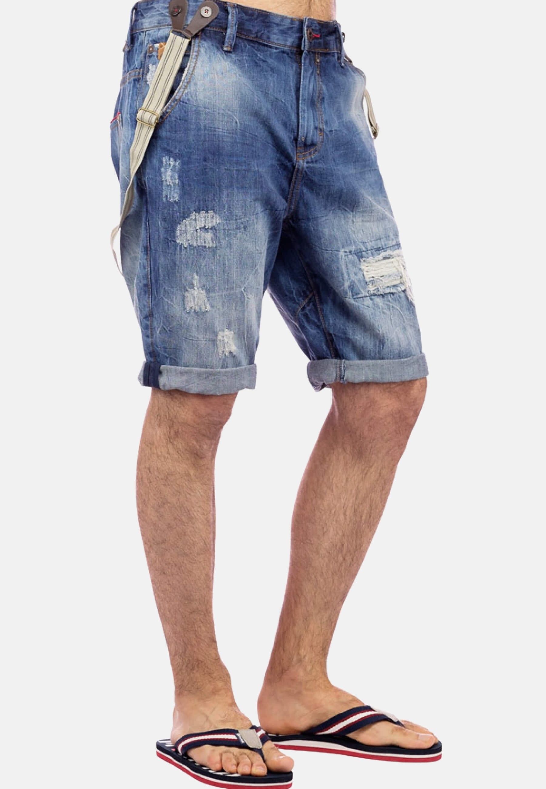 Pantalón corto denim efecto desgastado color azul para hombre | Ropa Casual 1